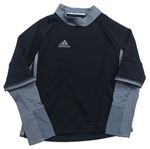Černo-šedé sportovní funkční triko s logem Adidas