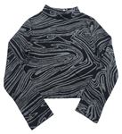 Černo-šedé vzorované crop triko E-Vie