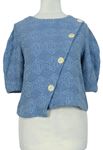 Dámský modrý vzorovaný crop svetr s knoflíčky Zara 