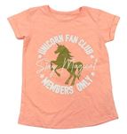 Neonově růžové tričko s nápisy a jednorožcem Primark