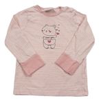 Růžovo-bílé pruhované triko s medvídkem Topomini