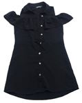 Černé propínací košilové šaty s volánkem a volnými rameny PRIMARK