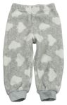 Šedo-bílé melírované chlupaté pyžamové kalhoty s obláčky PRIMARK