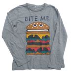 Šedé triko s hamburgerem a nápisem Name it