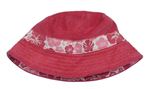 Růžový froté oboustranný klobouk s kytičkami H&M