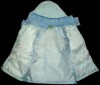Nové - Světlemodrý šusťákový zimní kabátek s kapucí vel. 134