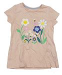 Světlezelené tričko s kytičkami Mothercare 