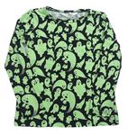 Černo-neonově zelené triko s duchy H&M