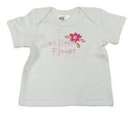 Bílé tričko s nápisem a květem H&M
