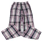 Bílo-černo-růžovo-modré kostkované pyžamové kalhoty Schiesser
