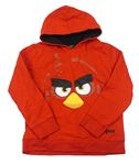 Červená mikina s Angry Birds a kapucí 