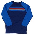 Tmavomodro-modré sportovní funkční triko s pruhy Crivit 