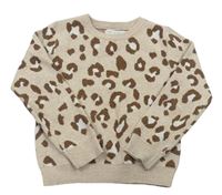Béžový pletený svetr s leopardím vzorem zn. Primark