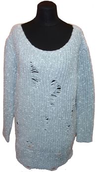 Dámský šedý melírovaný svetr s dírami 