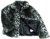 Šedo-černý vzorovaný kožešinový kabát zn. F&F