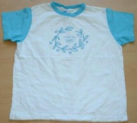 Bílo-modré tričko s potiskem vel. 10 let