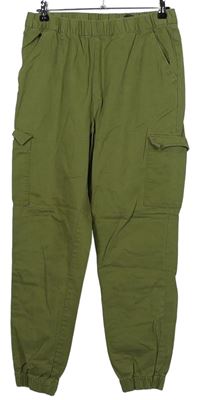Dámské khaki cargo plátěné kalhoty s kapsami zn. H&M