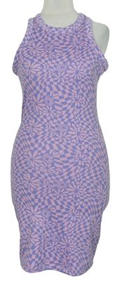 Dámské růžovo-modré vzorované šaty zn. Primark 