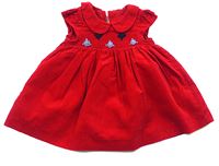 Červené manšestrové šaty s květinami zn. Mothercare