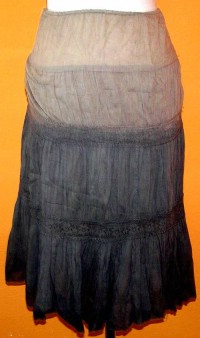 Dámská béžovo-šedá plátěná sukně s krajkou