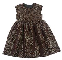 Hnědo-černé slavnostní šaty s leopardím vzorem zn. M&Co.