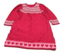 Růžové pletené vzorované šatičky se srdíčky zn. Mothercare