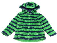 Zeleno-tmavomodrá pruhovaná chlupatá bunda zn. John Lewis