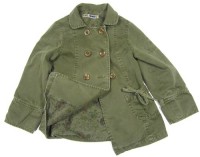 Khaki riflový oteplený kabátek s kytičkami zn. Zara
