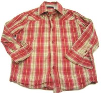Červeno-béžová kostkovaná košile