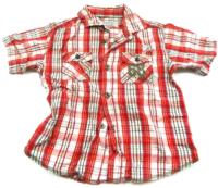 Červeno-khaki-smetanová kostkovaná košile s číslem zn. REBEL
