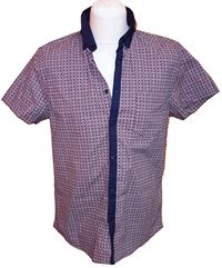 Pánská hnědo-tmavomodrá vzorovaná košile zn.Cedarwood state 