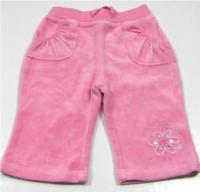 Růžové sametové kalhoty s kytičkou zn. George