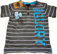 Outlet - Šedé tričko s proužky a nápisem zn. Soul&Glory