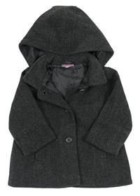Šedý flaušový jarní kabát s kapucí zn. So Cute
