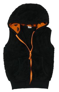 Černá chlupatá propínací vesta s kapucí zn. Kiki&Koko