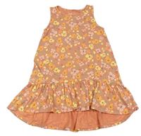 Broskvové květované bavlněné šaty zn. Anko