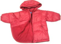 Červená šusťáková zimní bundička s kapucí