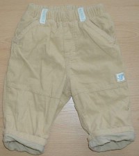 Béžové manžestrové oteplené kalhoty s výšivkou