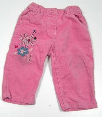 Růžové manžestrové kalhoty s kytičkou zn.Ladybird