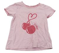 Růžové tričko s třešničkou a nápisem zn. Lupilu 