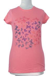 Dámské růžové tričko s motýlky zn. Nutmeg 