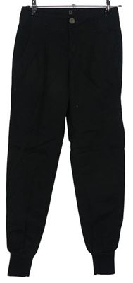 Dámské černé plátěné cuff kalhoty zn. Sakura 