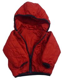 Červená šusťáková prošívaná zateplená bunda s kapucí zn. M&S