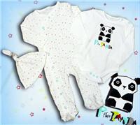 Nové - Bílý kojenecký 3set s pandou a hvězdičkami zn. F&F