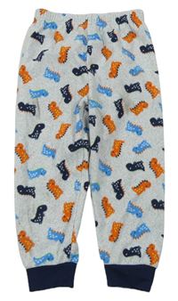Šedé fleecové pyžamové kalhoty s dinosaury zn. Primark