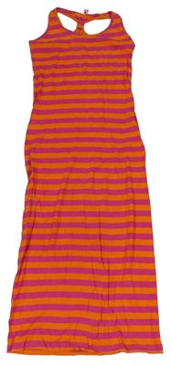 Růžovo-oranžové pruhované bavlněné maxi šaty zn. Yd.