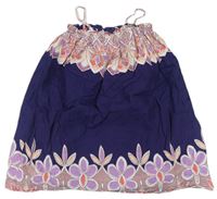 Tmavofialové plátěné šaty s květy zn. GAP
