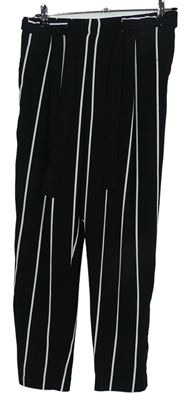Dámské černo-bílé pruhované volné kalhoty s páskem zn. F&F