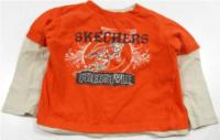 Oranžovo-béžové triko s potiskem zn. Skechers