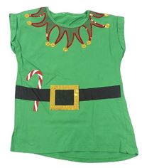 Zelené vánoční tričko s flitry - elf zn. miss e-vie